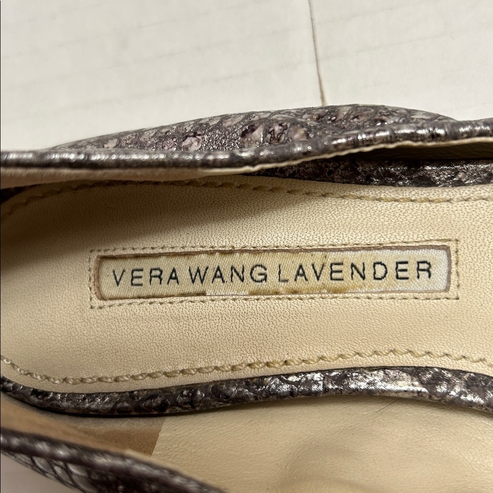 Vera Wang Lavender Metallic Silver Python Baller … - image 3